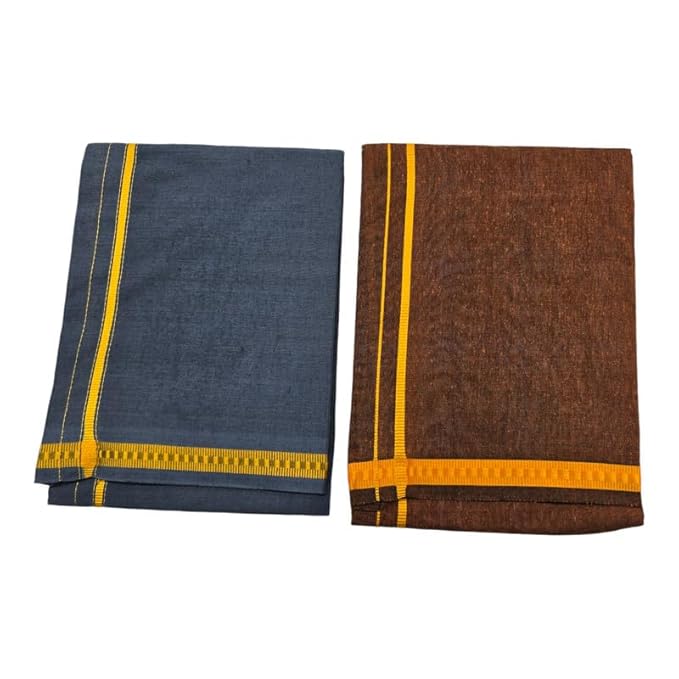 Men’s Poly Cotton Single Colour Casual Style Thalapathi Border Dhoti’s for Men’s/Fine Quality Single Dhoti’s for Men | Pooja Wear Dhoti