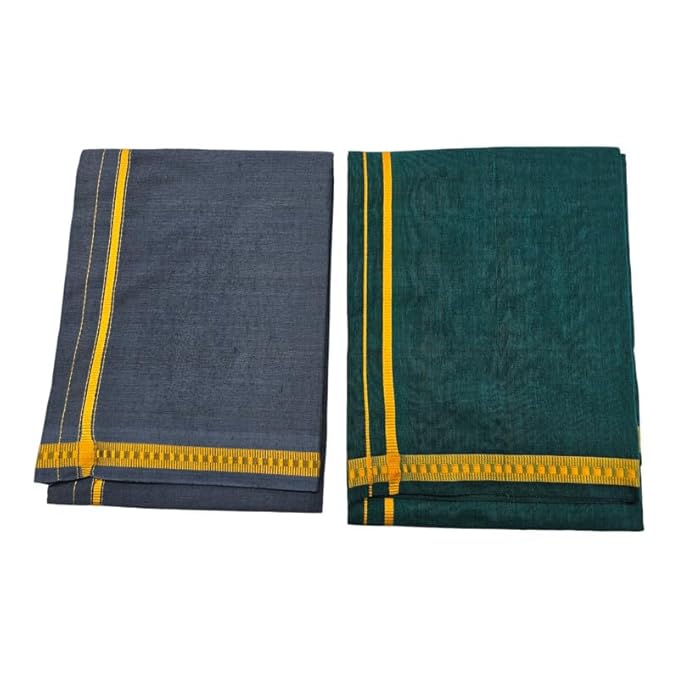 Men’s Poly Cotton Single Colour Casual Style Thalapathi Border Dhoti’s for Men’s/Fine Quality Single Dhoti’s for Men | Pooja Wear Dhoti