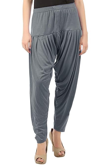 Women's Relaxed Fit Cotton Viscose Lycra Dhoti Patiyala Salwar Harem Bottoms Pants for Women's (PACK 1)