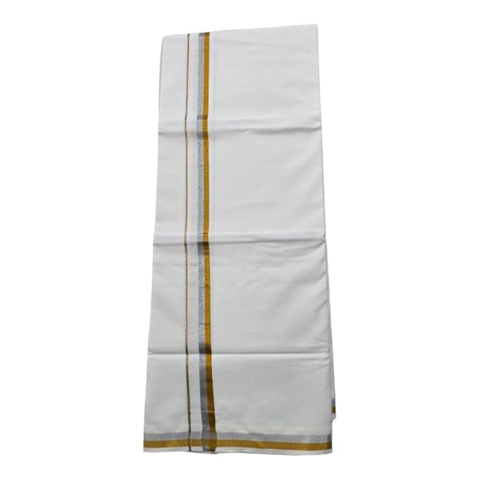 Pure Cotton White Dhoti With Colour Border for Men's | Dhoti for Pooja, Weddings and Other Festivel Occasions