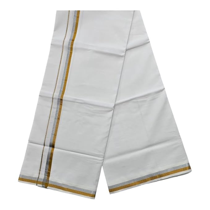 Pure Cotton White Dhoti With Colour Border for Men's | Dhoti for Pooja, Weddings and Other Festivel Occasions