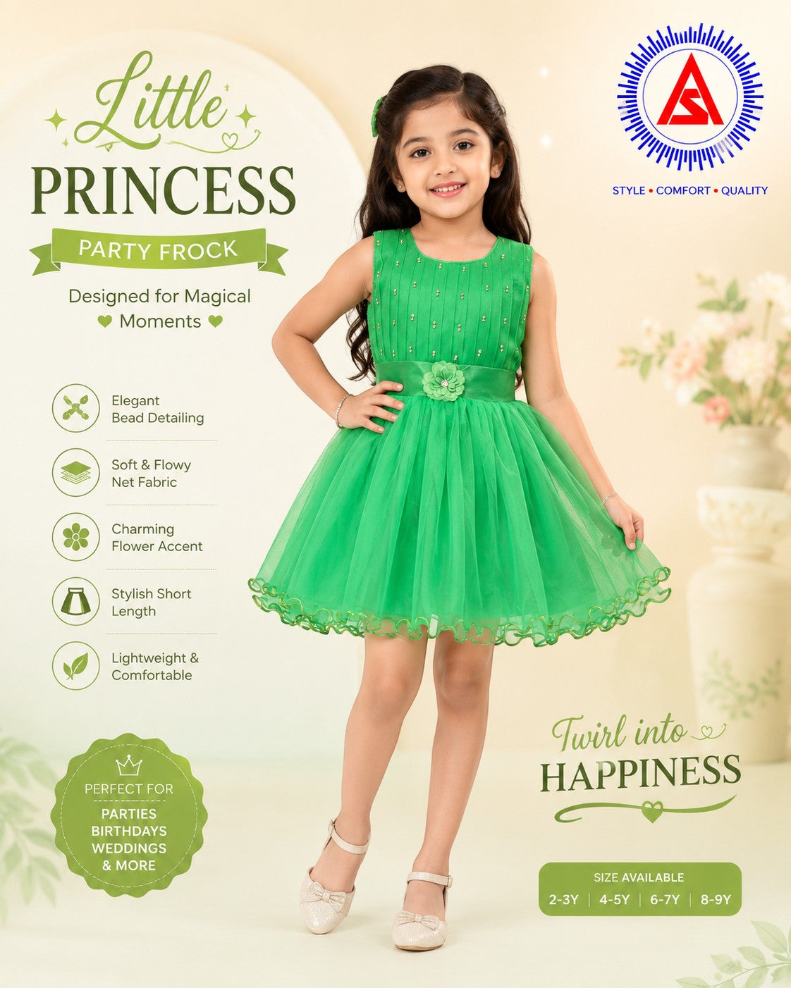 girls-green-net-party-frock.