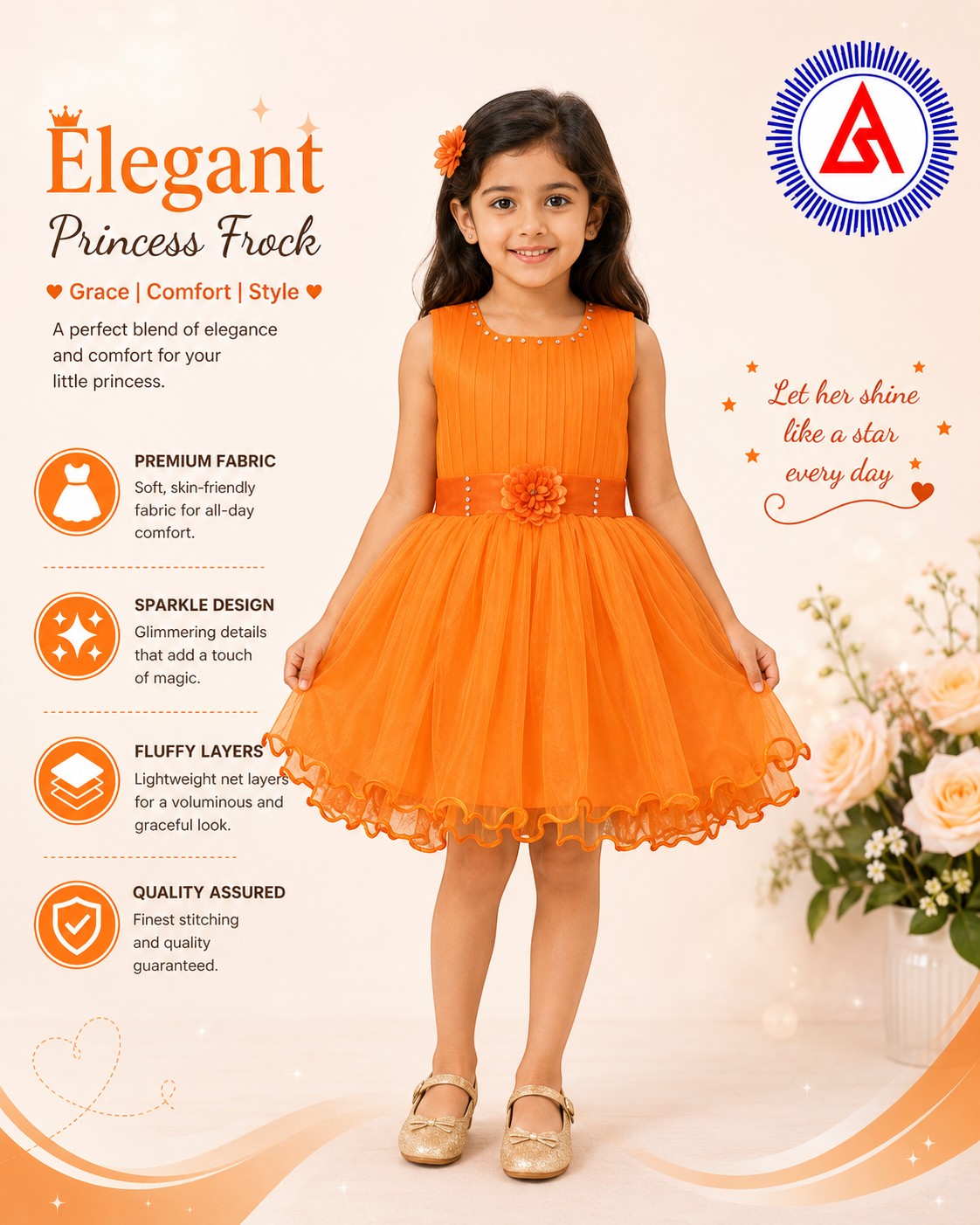 girls-orange-sleeveless-net-party-frock.
