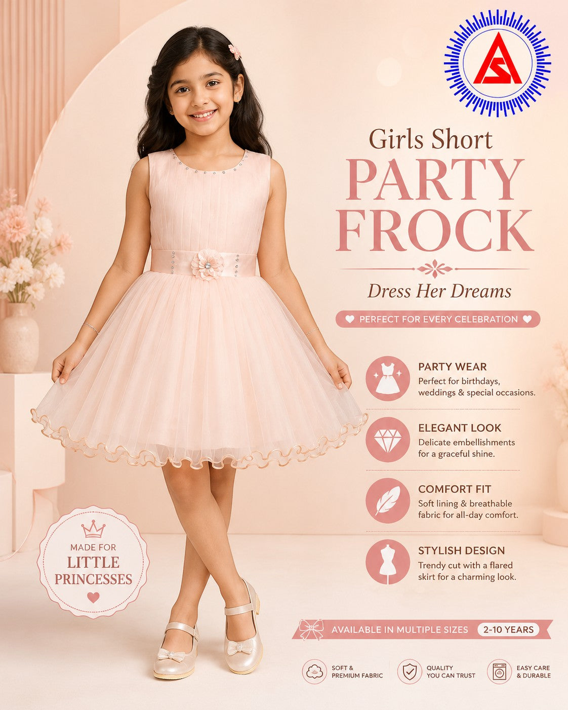 girls-peach-sleeve-net-party-frock.