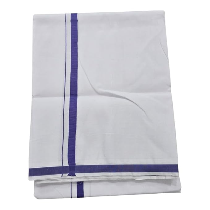 Pure Cotton White Dhoti With Colour Border for Men's | Dhoti for Pooja, Weddings and Other Festivel Occasions