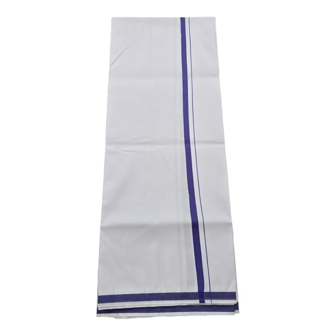 Pure Cotton White Dhoti With Colour Border for Men's | Dhoti for Pooja, Weddings and Other Festivel Occasions