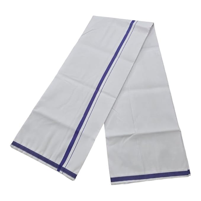 Pure Cotton White Dhoti With Colour Border for Men's | Dhoti for Pooja, Weddings and Other Festivel Occasions