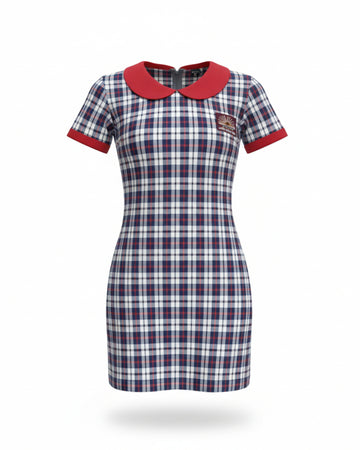 Kendriya Vidyalaya (KV) Girl's Cotton Frock | Readymade Stitched, Regular Fit for Girls, Class 1 and Class 2