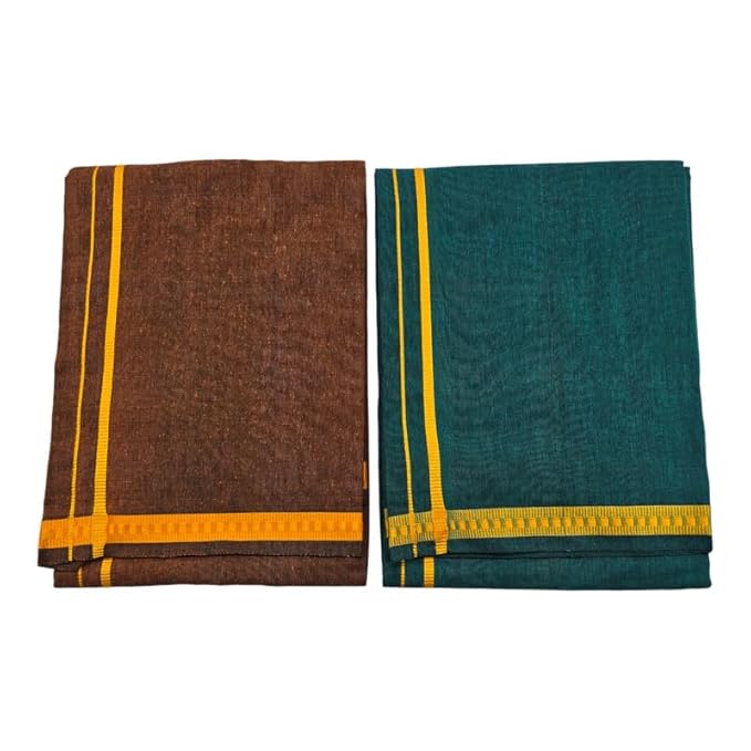Men’s Poly Cotton Single Colour Casual Style Thalapathi Border Dhoti’s for Men’s/Fine Quality Single Dhoti’s for Men | Pooja Wear Dhoti