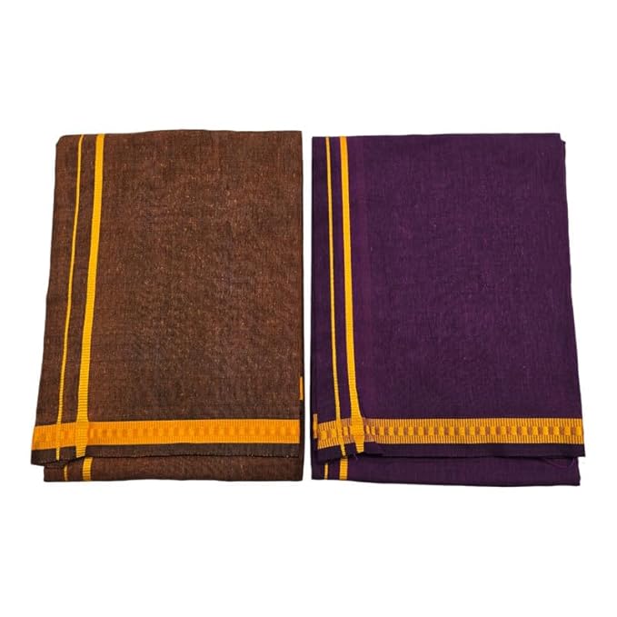 Men’s Poly Cotton Single Colour Casual Style Thalapathi Border Dhoti’s for Men’s/Fine Quality Single Dhoti’s for Men | Pooja Wear Dhoti