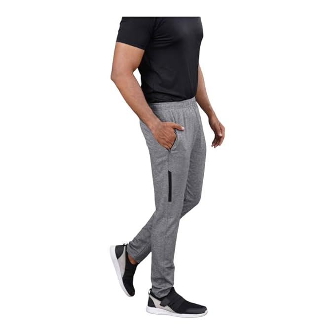 Melange Lower for Men | Regular Fit Cotton Blend Lower with 2 Side Pockets & One Side Zipper Pocket | Perfect for Running, Gym, and Comfortable Style