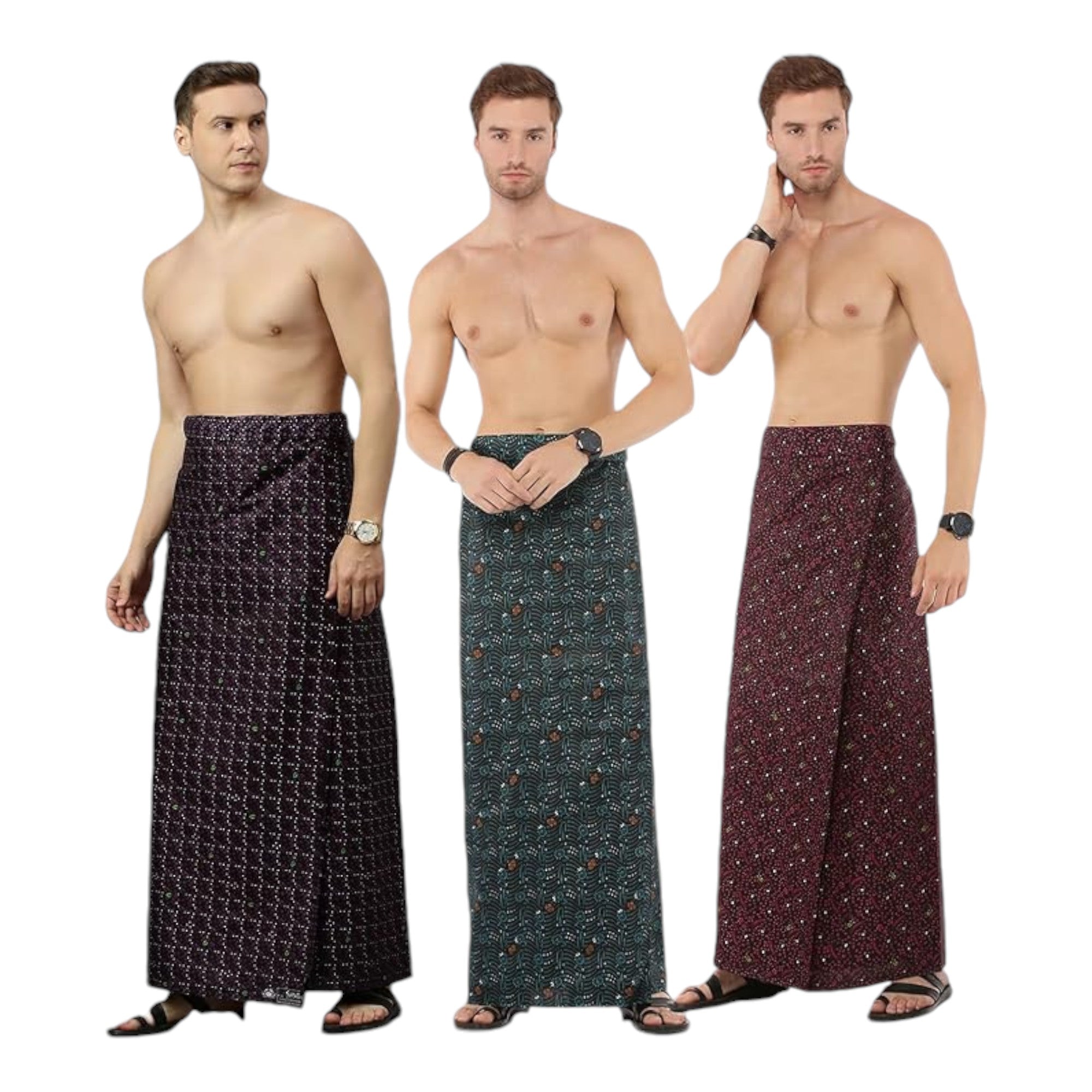 Men's Cotton Stitched Printed Lungies - (Pattern & Design May Vary, Multicolour, (2.00Mtrs)) Premium Wear