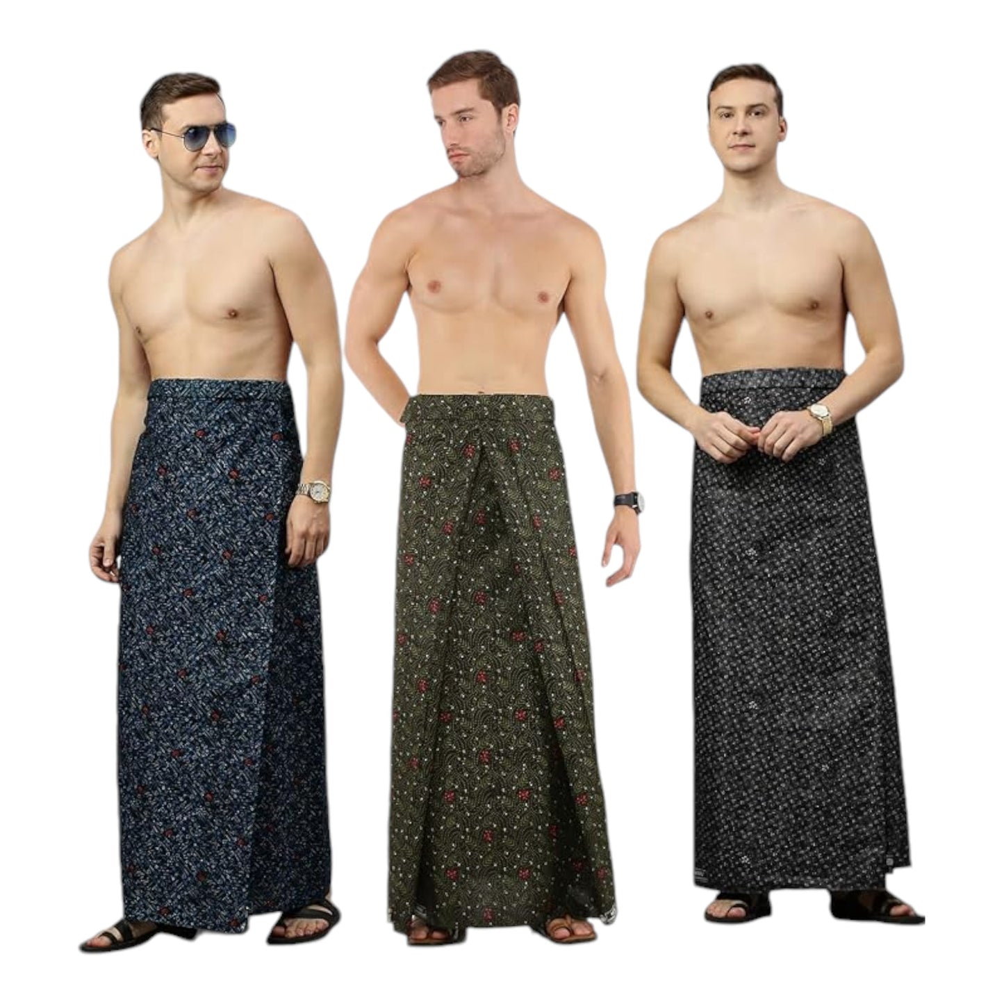 Men's Cotton Stitched Printed Lungies - (Pattern & Design May Vary, Multicolour, (2.00Mtrs)) Premium Wear