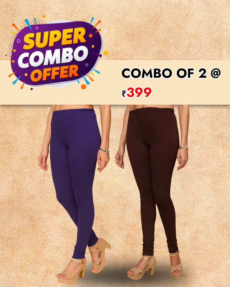 Women Strechable Full Length Leggings For Women Chudidar |Full Length For Women | Combo Of 2