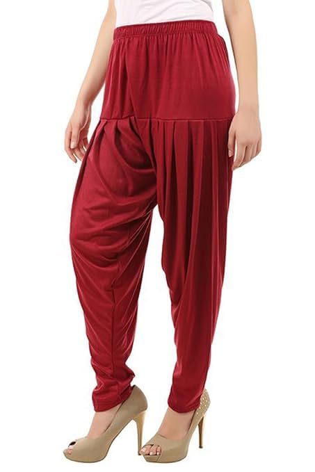 Women's Relaxed Fit Cotton Viscose Lycra Dhoti Patiyala Salwar Harem Bottoms Pants for Women's (PACK 1)