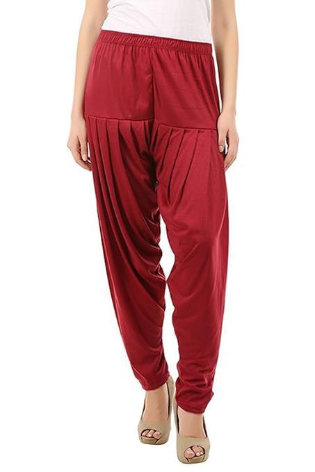Women's Relaxed Fit Cotton Viscose Lycra Dhoti Patiyala Salwar Harem Bottoms Pants for Women's (PACK 1)