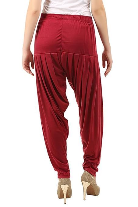Women's Relaxed Fit Cotton Viscose Lycra Dhoti Patiyala Salwar Harem Bottoms Pants for Women's (PACK 1)