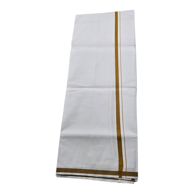 Pure Cotton White Dhoti With Colour Border for Men's | Dhoti for Pooja, Weddings and Other Festivel Occasions