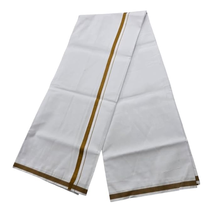 Pure Cotton White Dhoti With Colour Border for Men's | Dhoti for Pooja, Weddings and Other Festivel Occasions