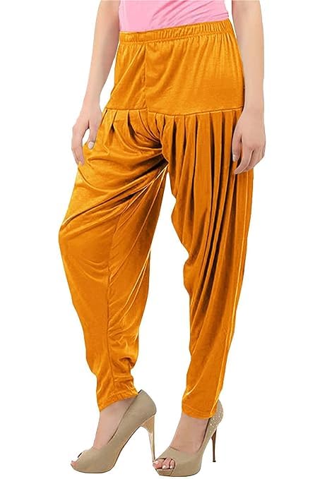 Women's Relaxed Fit Cotton Viscose Lycra Dhoti Patiyala Salwar Harem Bottoms Pants for Women's (PACK 1)