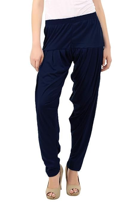 Women's Relaxed Fit Cotton Viscose Lycra Dhoti Patiyala Salwar Harem Bottoms Pants for Women's (PACK 1)