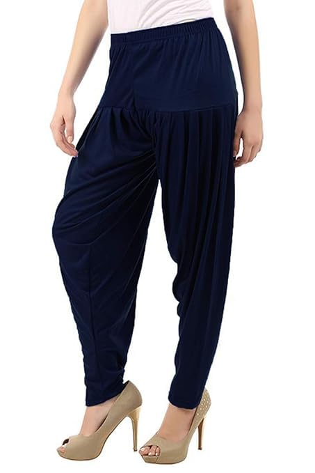 Women's Relaxed Fit Cotton Viscose Lycra Dhoti Patiyala Salwar Harem Bottoms Pants for Women's (PACK 1)