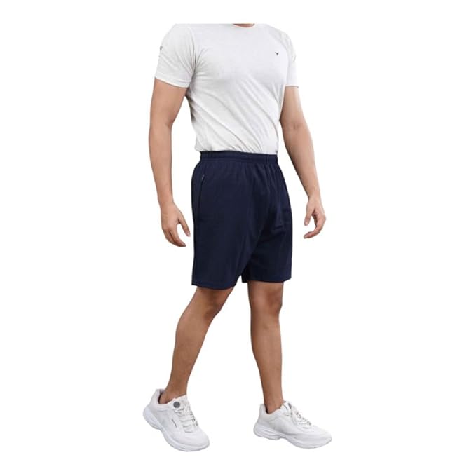 Men's Super Combed Cotton Rich Regular Fit Solid Shorts with Side Pockets | Half Short Pant-Regular Fit | Perfect for Workout, Gym, Running & Sports Shorts
