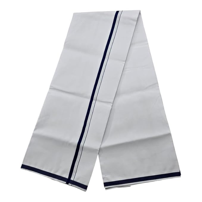 Pure Cotton White Dhoti With Colour Border for Men's | Dhoti for Pooja, Weddings and Other Festivel Occasions