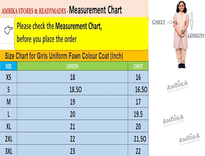 Government School Uniform - OverCoat For Girls | Solid Uniform Waistcoat for Girls | Coat for Students | Refer to The Size Chart in The Product Image Before Ordering