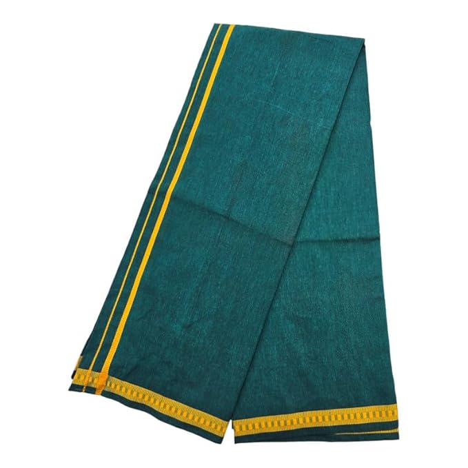 Men’s Poly Cotton Single Colour Casual Style Thalapathi Border Dhoti’s for Men’s/Fine Quality Single Dhoti’s for Men | Pooja Wear Dhoti