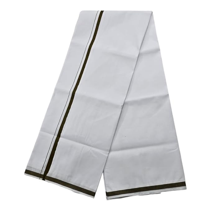 Pure Cotton White Dhoti With Colour Border for Men's | Dhoti for Pooja, Weddings and Other Festivel Occasions
