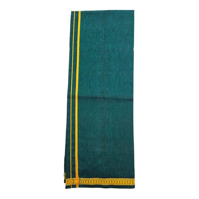 Men’s Poly Cotton Single Colour Casual Style Thalapathi Border Dhoti’s for Men’s/Fine Quality Single Dhoti’s for Men | Pooja Wear Dhoti