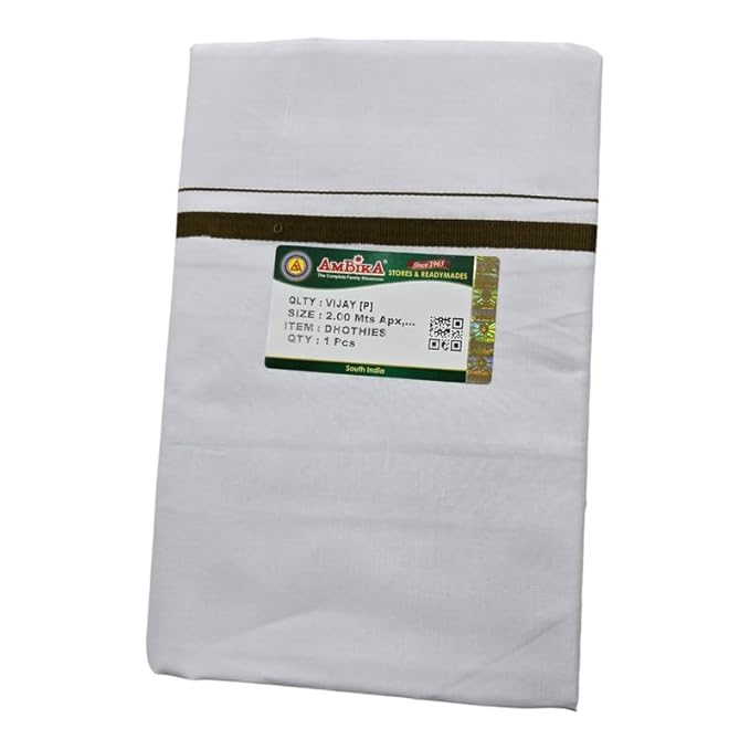Pure Cotton White Dhoti With Colour Border for Men's | Dhoti for Pooja, Weddings and Other Festivel Occasions