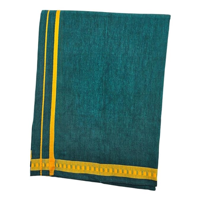 Men’s Poly Cotton Single Colour Casual Style Thalapathi Border Dhoti’s for Men’s/Fine Quality Single Dhoti’s for Men | Pooja Wear Dhoti