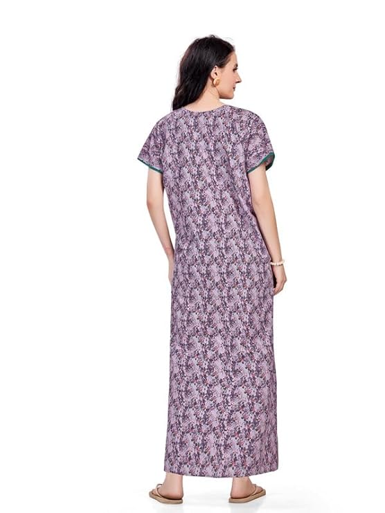 Women's Cotton Printed Nighty Night Gown Maxi | Nighty Dress with Pocket, Super Soft Comfortable | Rajasthani and Jaipuri Gown Maxi