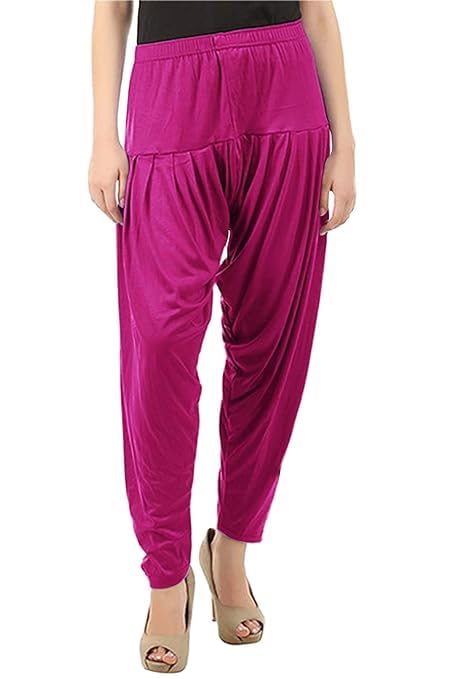 Women's Relaxed Fit Cotton Viscose Lycra Dhoti Patiyala Salwar Harem Bottoms Pants for Women's (PACK 1)