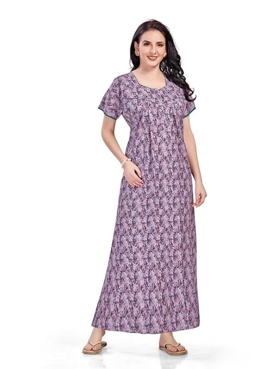 Women's Cotton Printed Nighty Night Gown Maxi | Nighty Dress with Pocket, Super Soft Comfortable | Rajasthani and Jaipuri Gown Maxi
