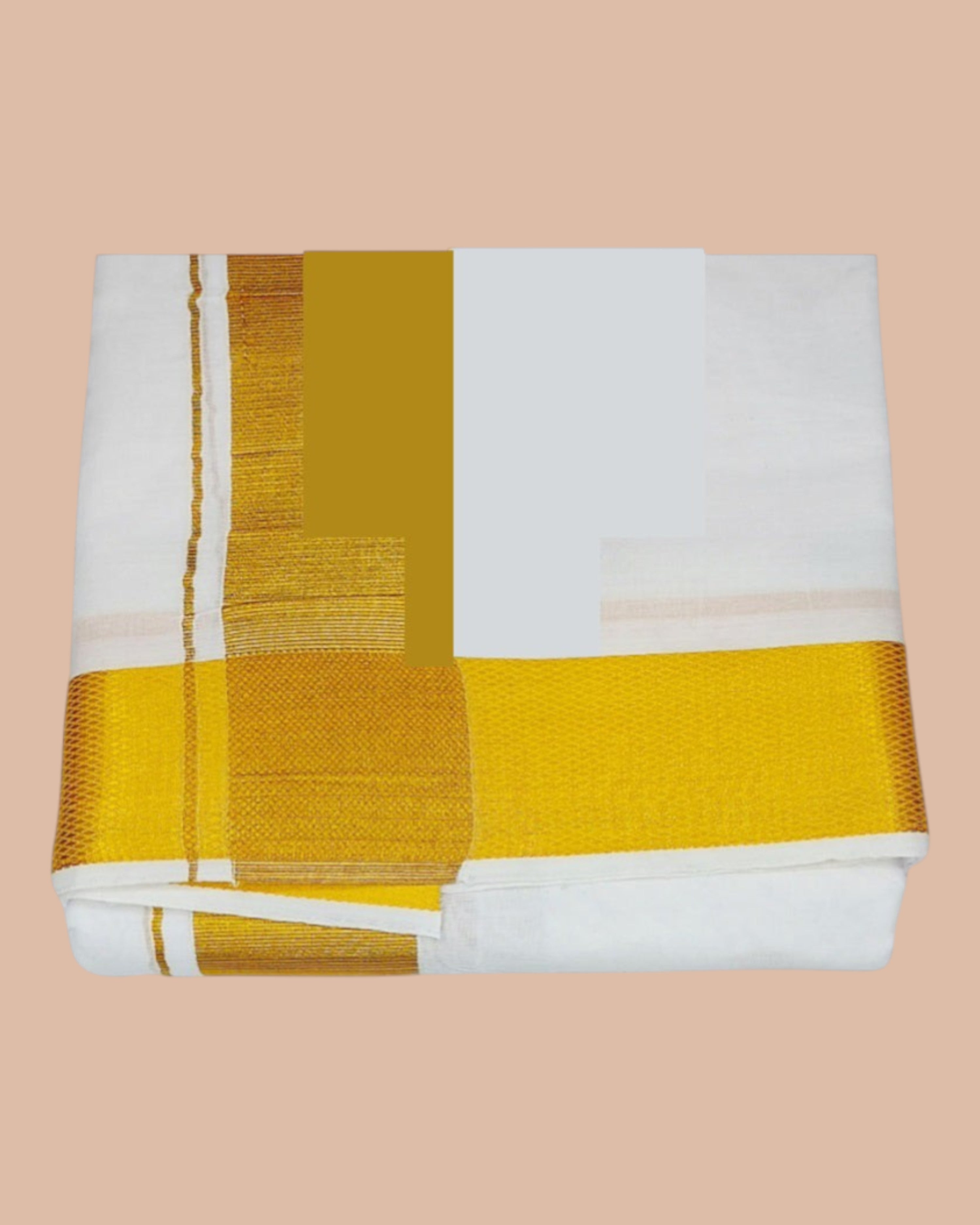 Cotton Mens Panjakejam White Dhoti With Gold Border & Towel set [9 X 5]