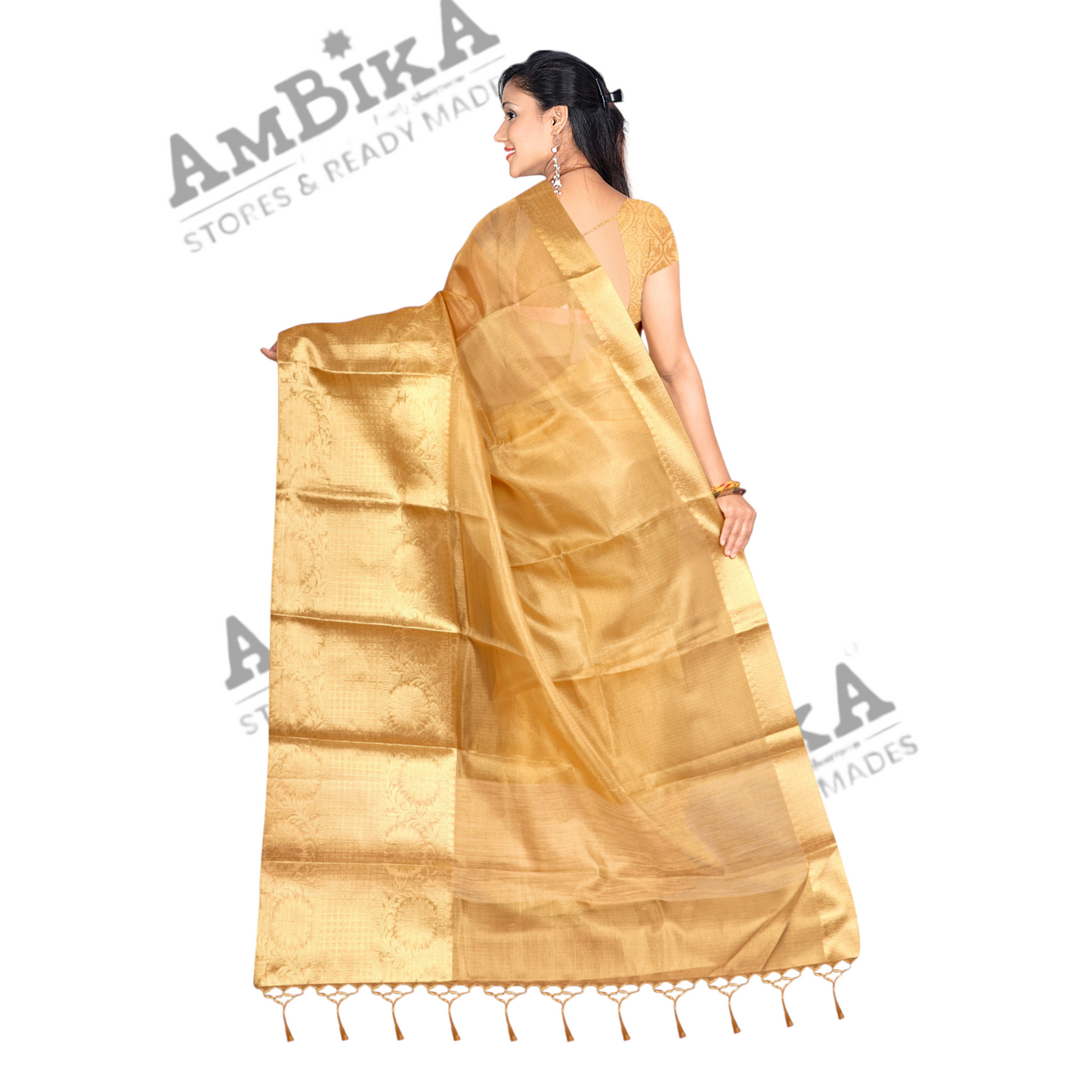Women’s Banaras Tissue Silk gold zari saree with blouse