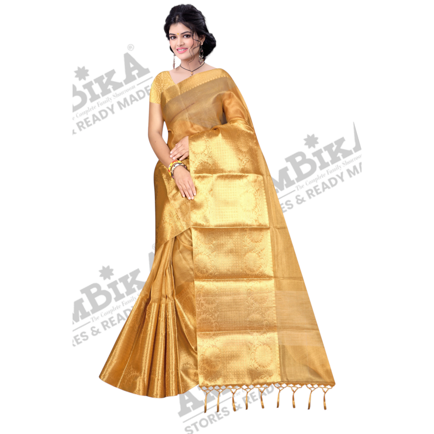 Women’s Banaras Tissue Silk gold zari saree with blouse
