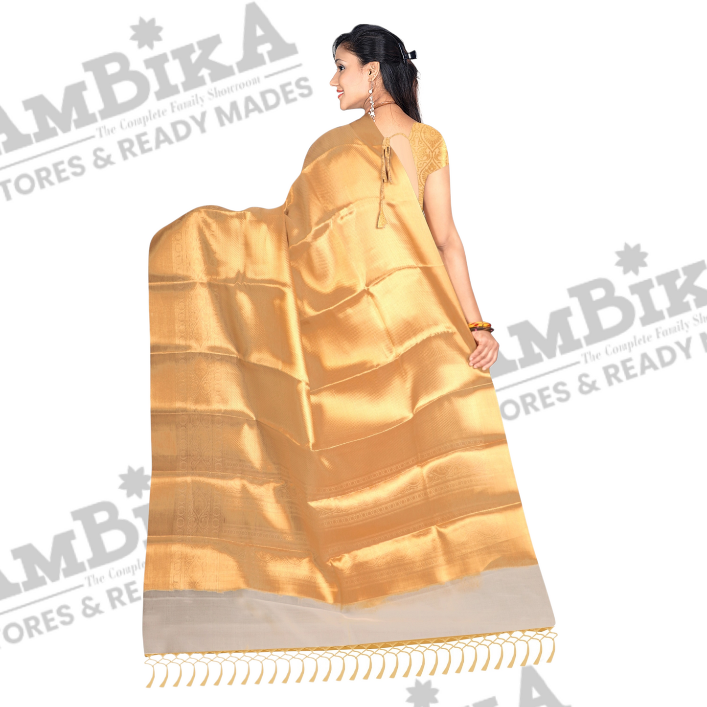 Women’s Banaras Heavy Tissue Silk gold zari saree with blouse