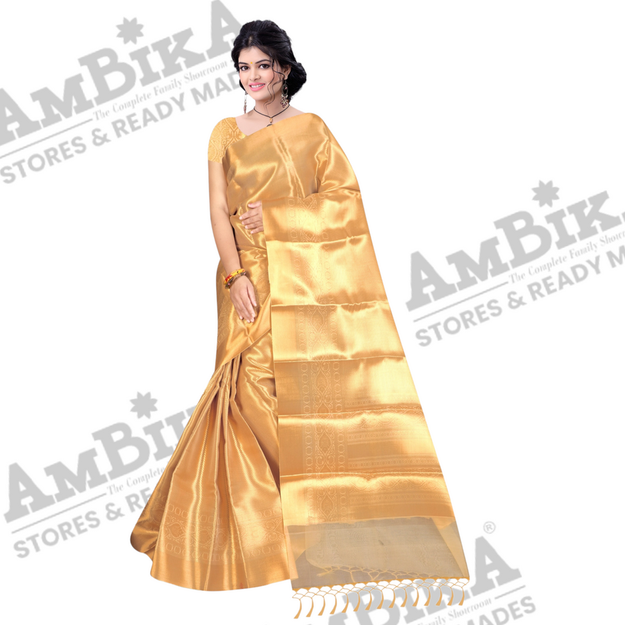 Women’s Banaras Heavy Tissue Silk gold zari saree with blouse