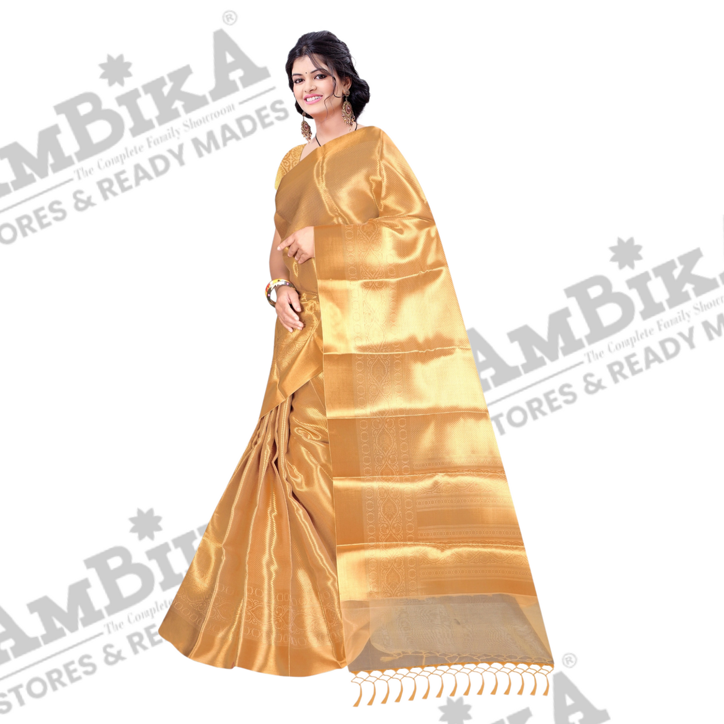 Women’s Banaras Heavy Tissue Silk gold zari saree with blouse