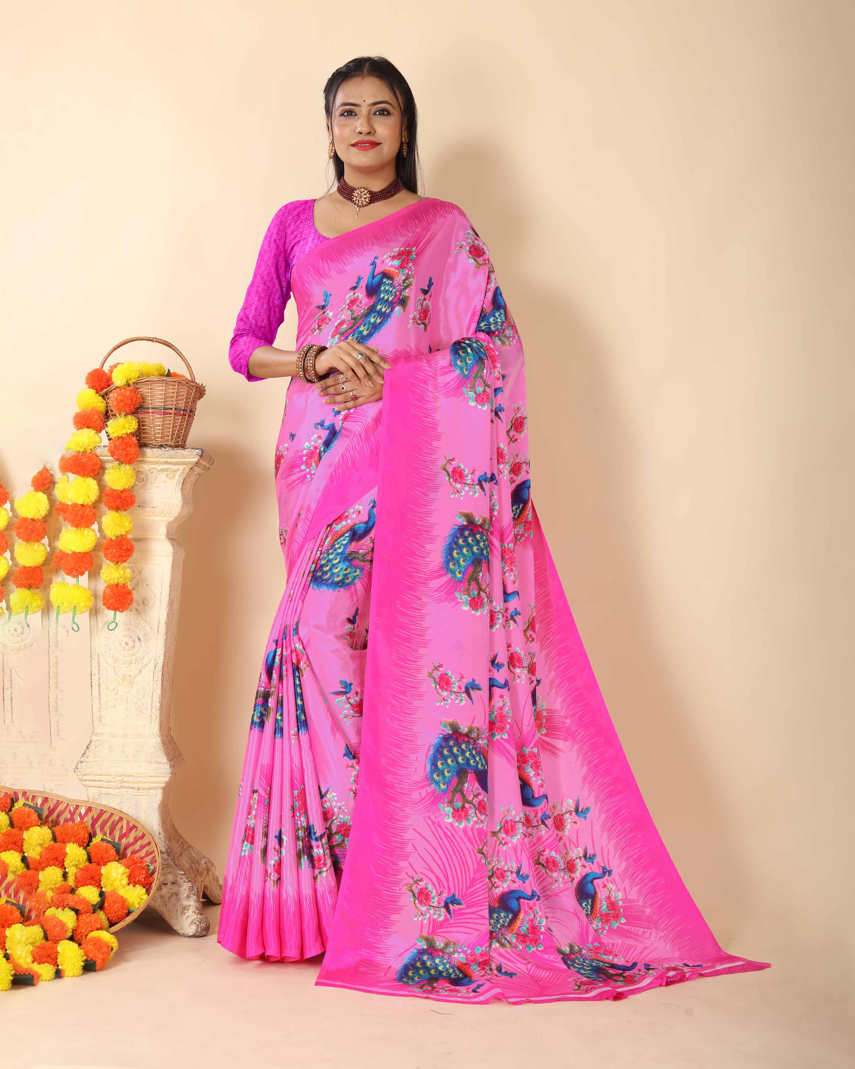Women's Turkey Silk Print Saree and Unstitched Blouse Piece | Saree for Women | Perfect for Office work Saree | COMBO of 2 |