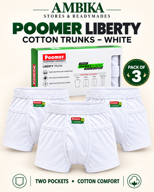Poomer Liberty Men's Pocket Trunks Pack of 3 – White