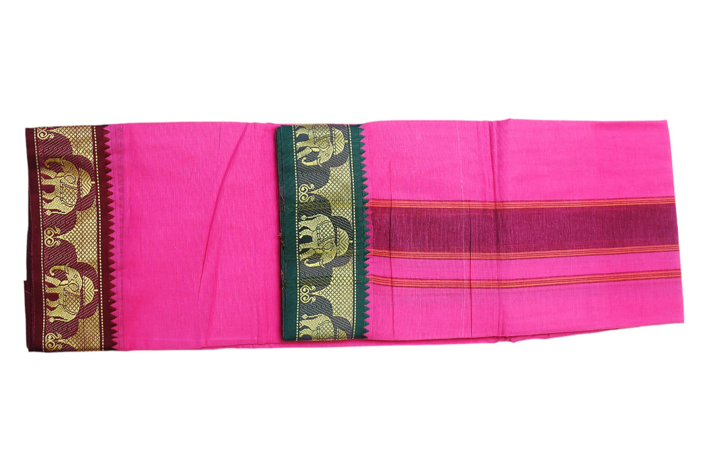 Cotton Mens Panjakejam MultiColor Dhoti With Fancy Border & Towel set [9X5]
