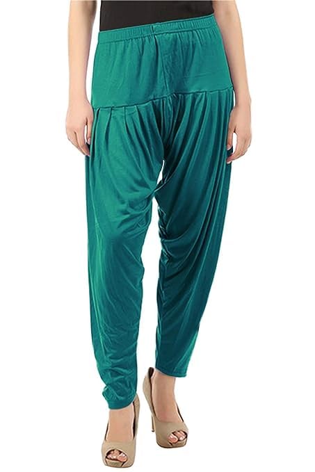 Women's Relaxed Fit Cotton Viscose Lycra Dhoti Patiyala Salwar Harem Bottoms Pants for Women's (PACK 1)