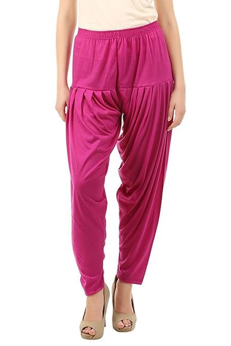 Women's Relaxed Fit Cotton Viscose Lycra Dhoti Patiyala Salwar Harem Bottoms Pants for Women's (PACK 1)