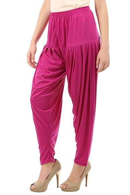 Women's Relaxed Fit Cotton Viscose Lycra Dhoti Patiyala Salwar Harem Bottoms Pants for Women's (PACK 1)