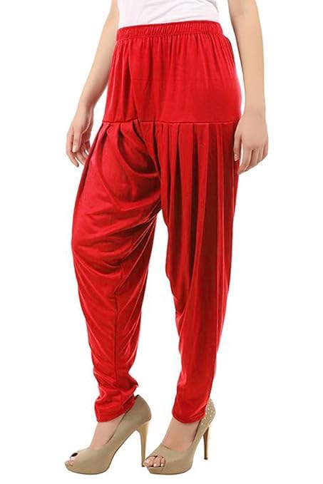 Women's Relaxed Fit Cotton Viscose Lycra Dhoti Patiyala Salwar Harem Bottoms Pants for Women's (PACK 1)